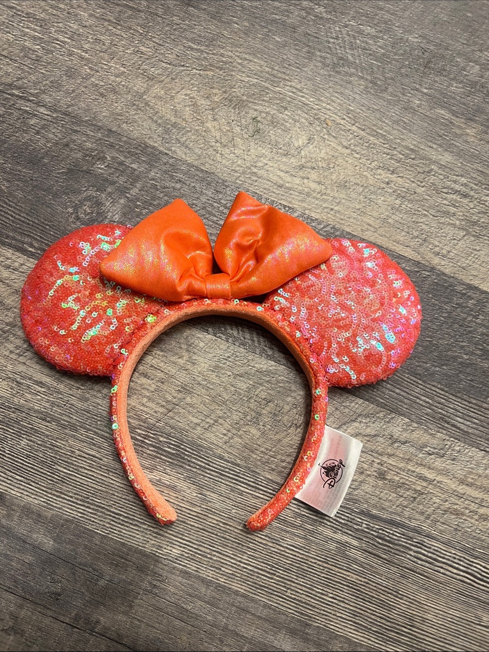 Disney Coral Sequin Minnie Ear Headband with Bow